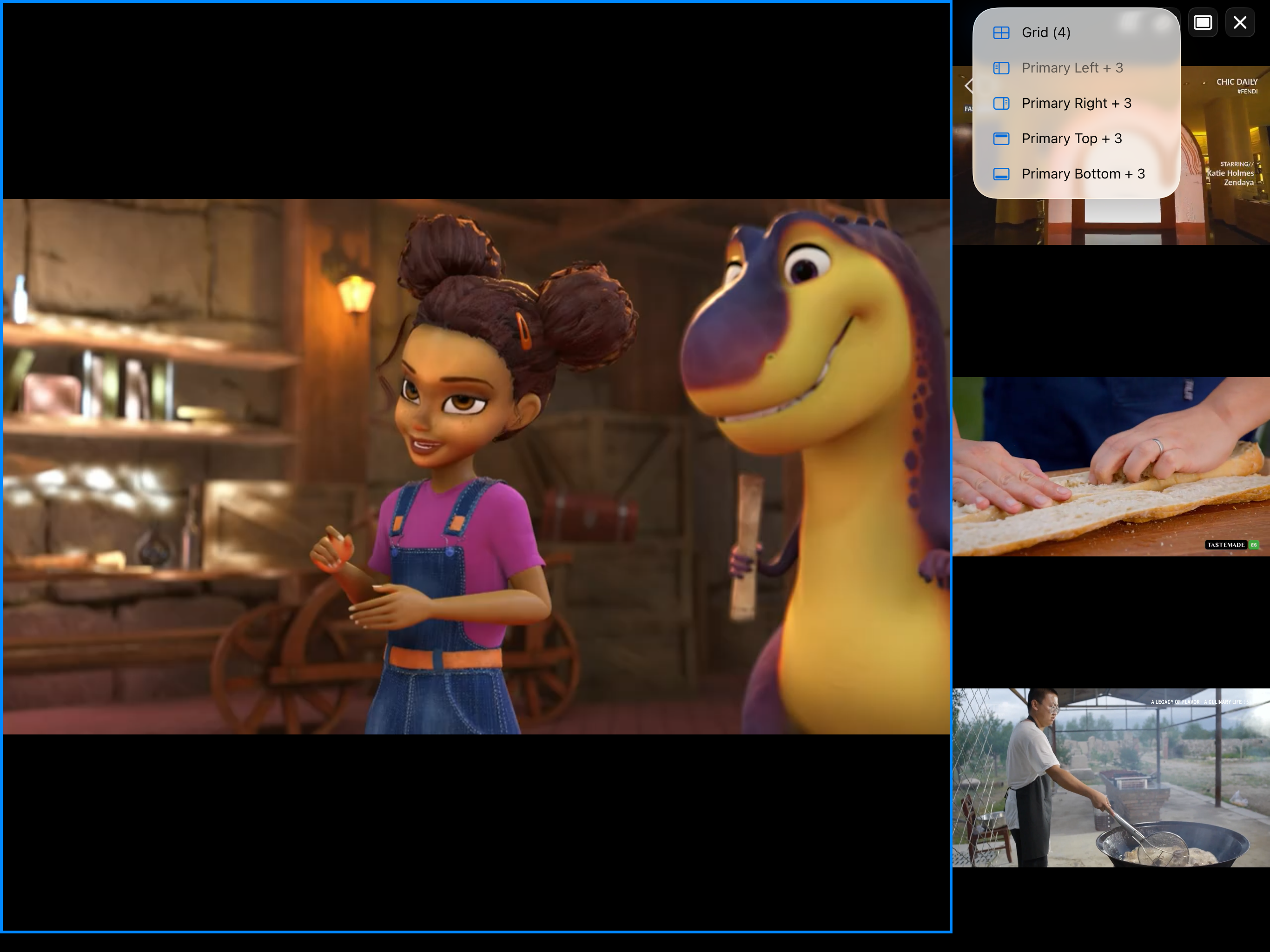 MultiviewTV Player menu on iPad