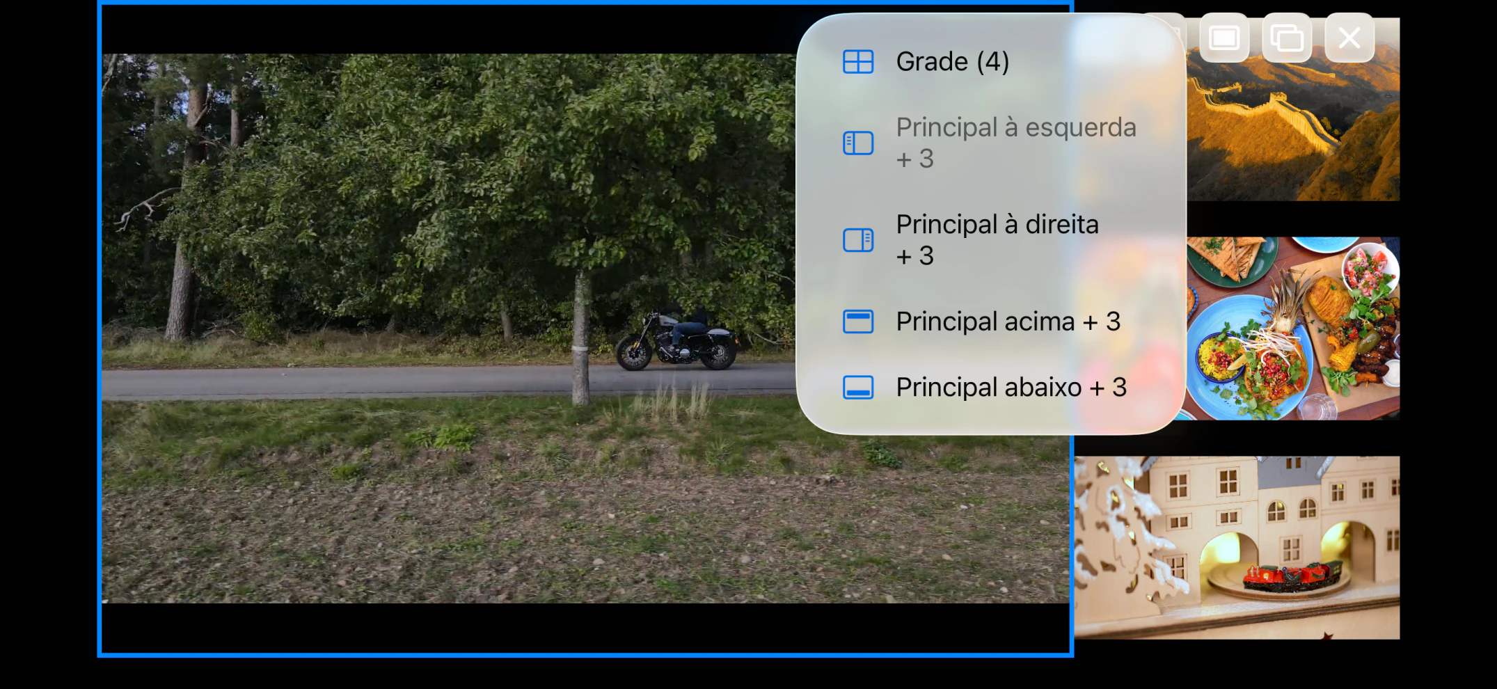 Menu do MultiviewTV Player no iPhone